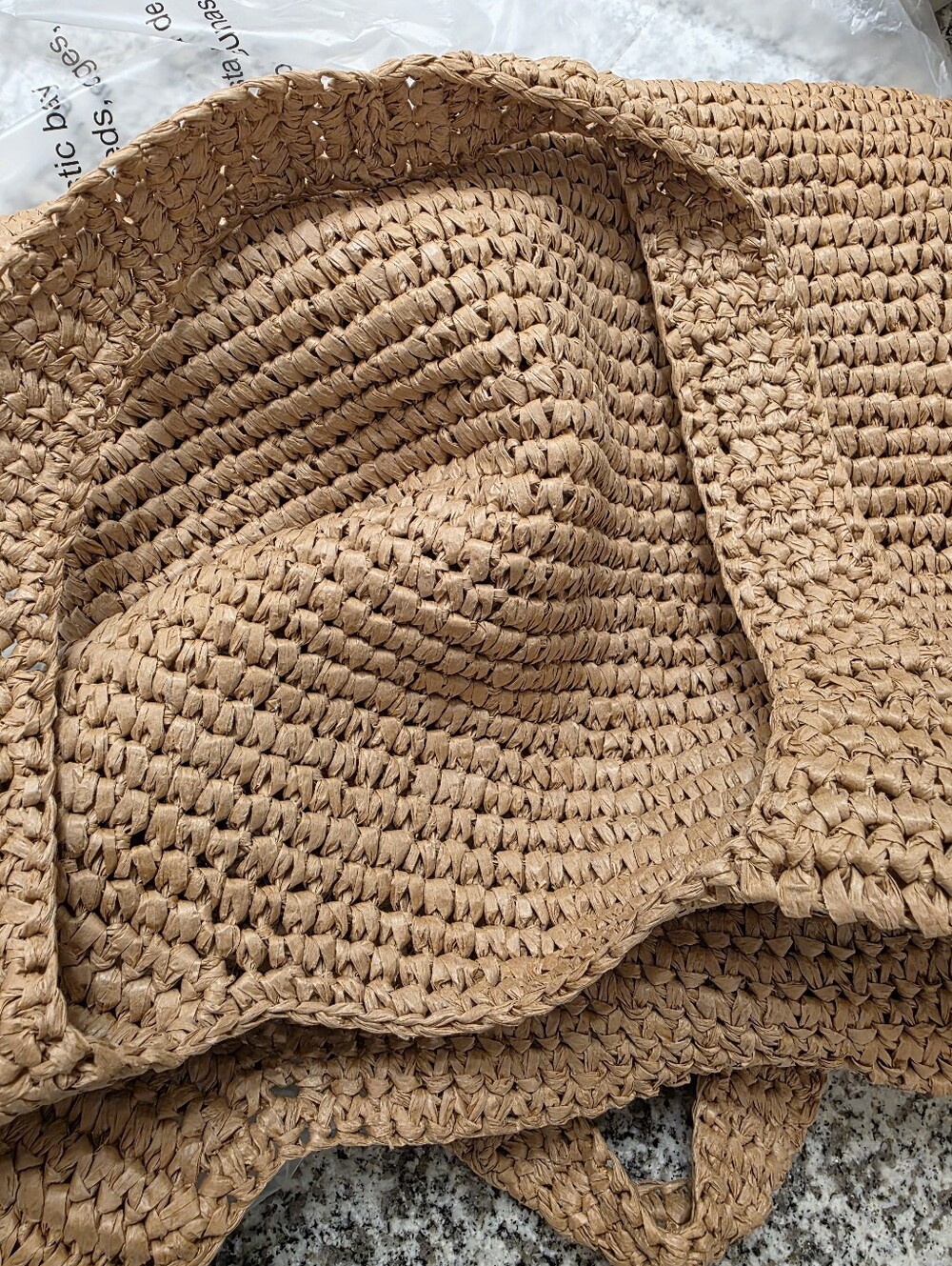 Morphe Tan Woven Straw Tote with Orange Logo - Picture 6 of 6